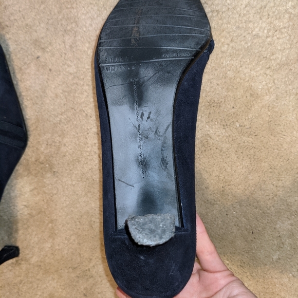 Stuart Weitzman Blue Suede Kitten Heels - Picture 4 of 5
